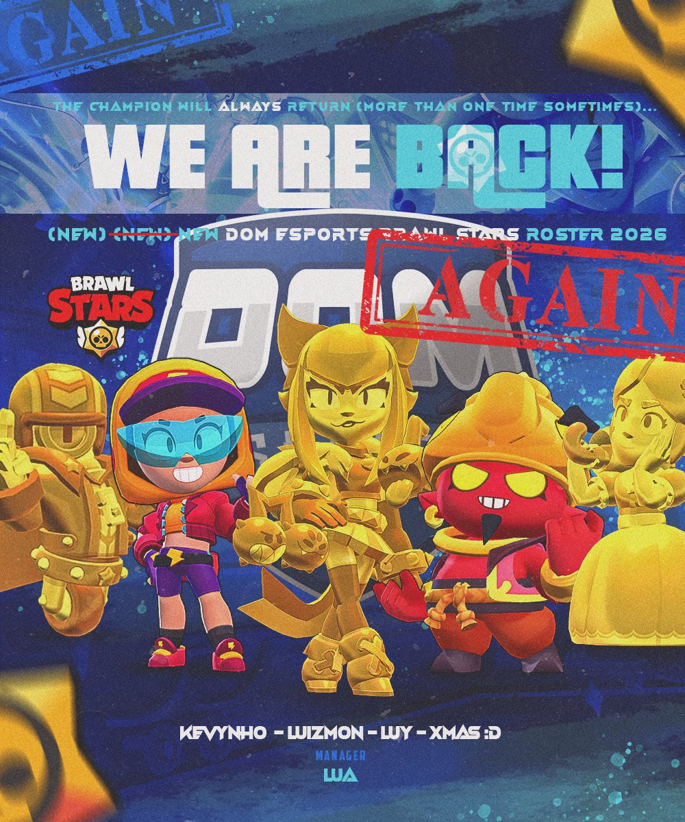 #BrawlStars

E tem novidade na área!

Esses são nossos crias do Brawlzinho que vão representar o DOM daqui pra frente! Bem-vindos!

🔹 <a href="/AspasLoveJesus/">DOM | Xmas</a> 
🔹 <a href="/KevynNasci20112/">Kevyn Nascimento</a> 
🔹 <a href="/LuyBrawl/">Luy</a> 
🔹 Luizmon

E nossa Manager braba: Lua!

Vamos juntos! ⭐️ #GODOM