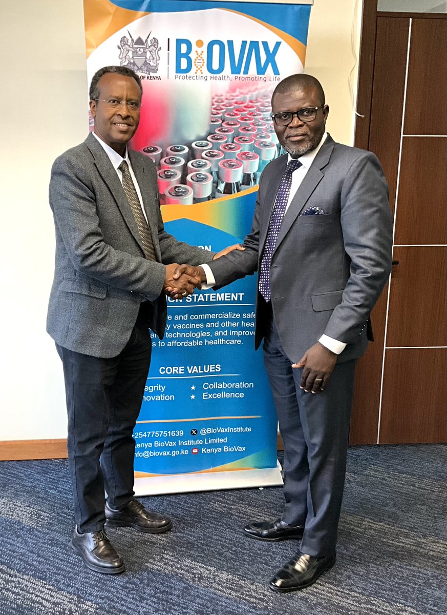 BioVaxInstitute's tweet image. 🇰🇪🤝🇪🇹 Ethio-Biopharma paid a courtesy call to Kenya BioVax Institute, reaffirming a shared commitment to strengthening regional collaboration in biopharmaceutical innovation and manufacturing. The engagement was received by Prof. Richard Oduor, General Manager, Research &amp;amp;…