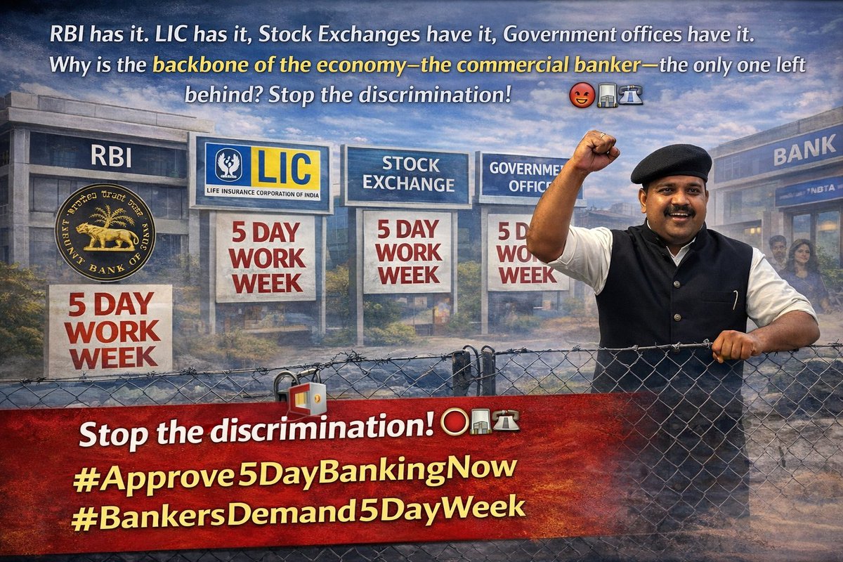 nsbhati9's tweet photo. The commitment to a 5-Day workweek in banking has been pending long enough.
This isn’t about convenience —
it’s about dignity, health, and sustainable performance.
Promises aren’t policies until they’re acted upon.
Honour it. Notify it. Implement it.
#5DaysWeekForBankers https://t.co/q5eUGanrgw