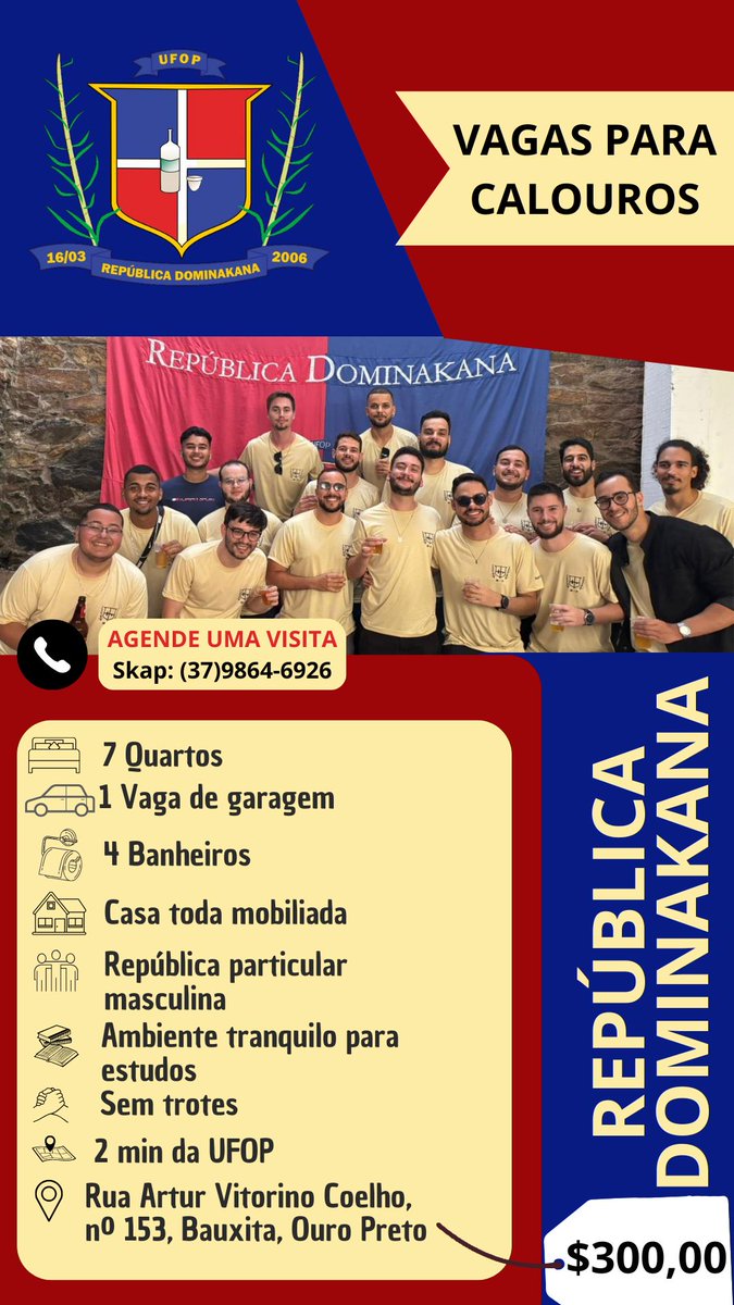 RepDominakana's tweet photo. Parabéns pela aprovação calouro! Está procurando lugar para morar? Nós, da República Dominakana, oferecemos vaga para calouros de todos os cursos.
A república se localiza a 3 minutos da UFOP. Venha nos fazer uma visita.
Contato:https://t.co/BTGS26xOzg
#sisu #ufop #enem https://t.co/A7aWtMwOLf