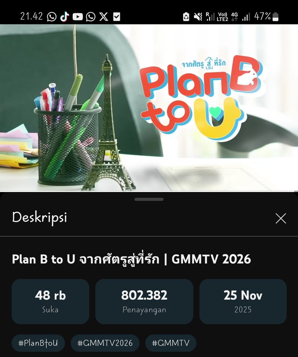 bounprem_id's tweet image. 🎥  #PlanBtoU
ー 802K views 🎉🥳🥳❤️🔥🥦

Great job, everyone! Let's move on to Plan B! 🙌🏻
Next station &amp;gt;&amp;gt; 900K &amp;gt;&amp;gt; 1M🔥

#bboun #prem_space #BounPrem
#PlanBtoU
Plan B to U | GMMTV 2026 ❤️🩵