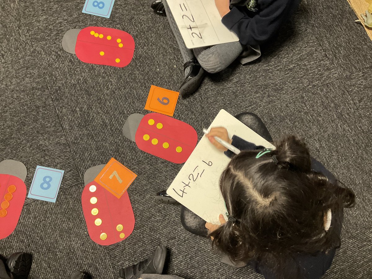 Miss_M_Patel's tweet image. We had a blast making totals of 8 using counters!  The children also took a step further by practicing their number sentences. What a fun way to explore numbers together! @WhiteRoseEd #EarlyYears #MathFun