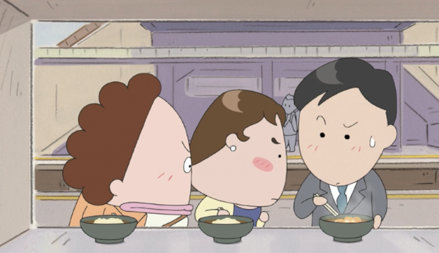 「あたしンち」の立ち食いそば回は
・女性がひとりで立ち食いそばを食べるなんて恥ずかしい。
・コロッケそばは世間的な認知度がまだ低い。
等の時代背景が見えて、立ち食いそば文化史としても面白いのよね。
夕飯でコロッケそばを出すとゆずとみかんも「なんじゃこりゃ!?」な反応。 