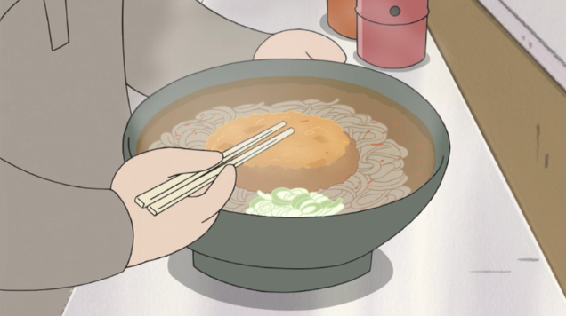 「あたしンち」の立ち食いそば回は
・女性がひとりで立ち食いそばを食べるなんて恥ずかしい。
・コロッケそばは世間的な認知度がまだ低い。
等の時代背景が見えて、立ち食いそば文化史としても面白いのよね。
夕飯でコロッケそばを出すとゆずとみかんも「なんじゃこりゃ!?」な反応。 