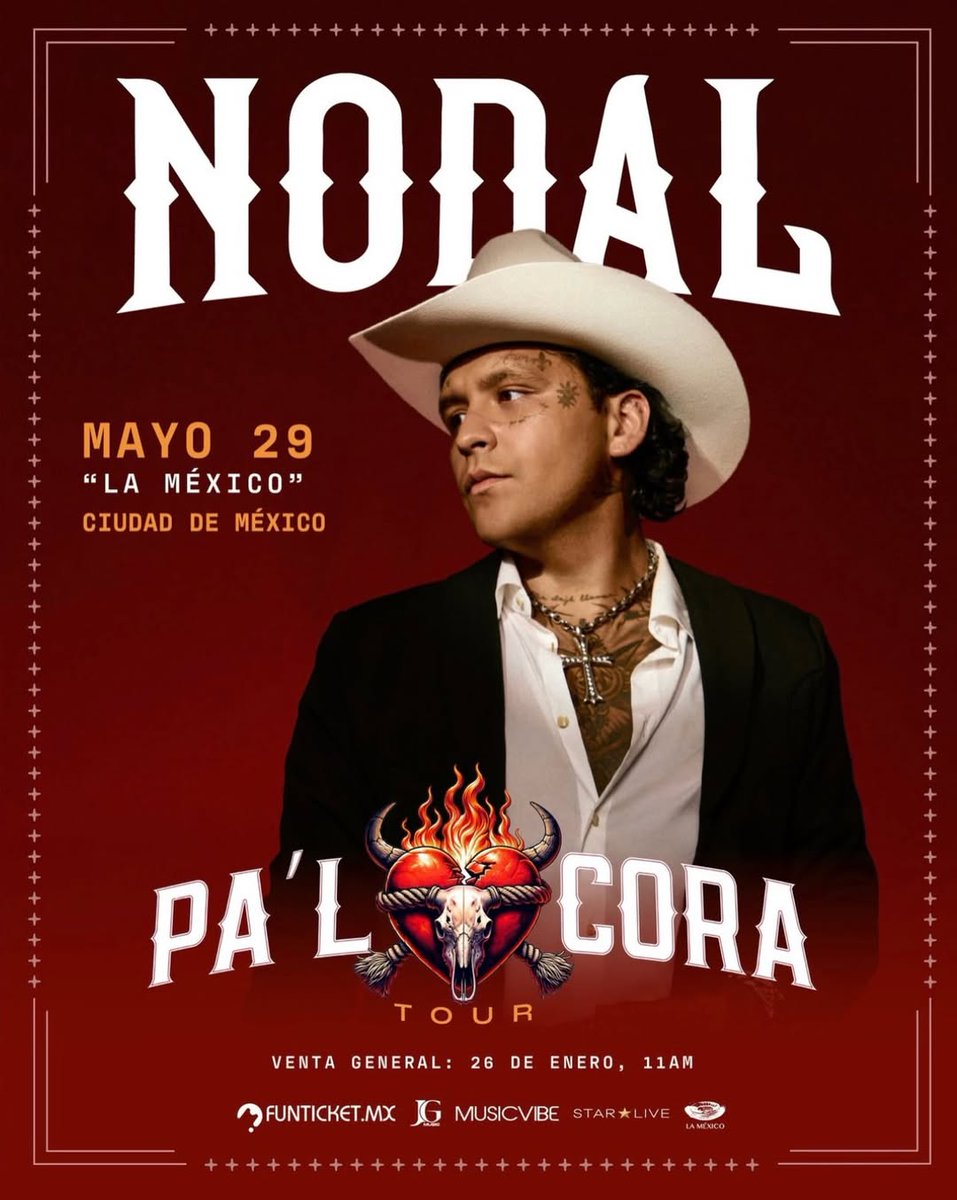 ‼️HOY VENTA GENERAL‼️Christian Nodal en la PLAZA DE TOROS "LA MÉXICO" ❤️‍🔥 
BOLETOS A LA VENTA a partir de las 11 AM. 🎫 👇 funticket.mx/evento/nodal-c…