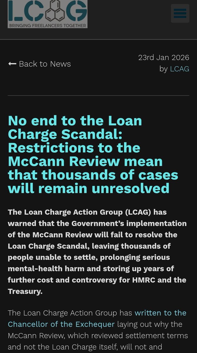 “#McCannReview presented by Gov as way to end #LoanChargeScandal. In reality, will not allow 000's to settle, meaning whole scandal will drag on for years to come."

LCAG has written to Chancellor highlighting major issues and recommended solutions. 

hmrcloancharge.info/no-end-to-the-…