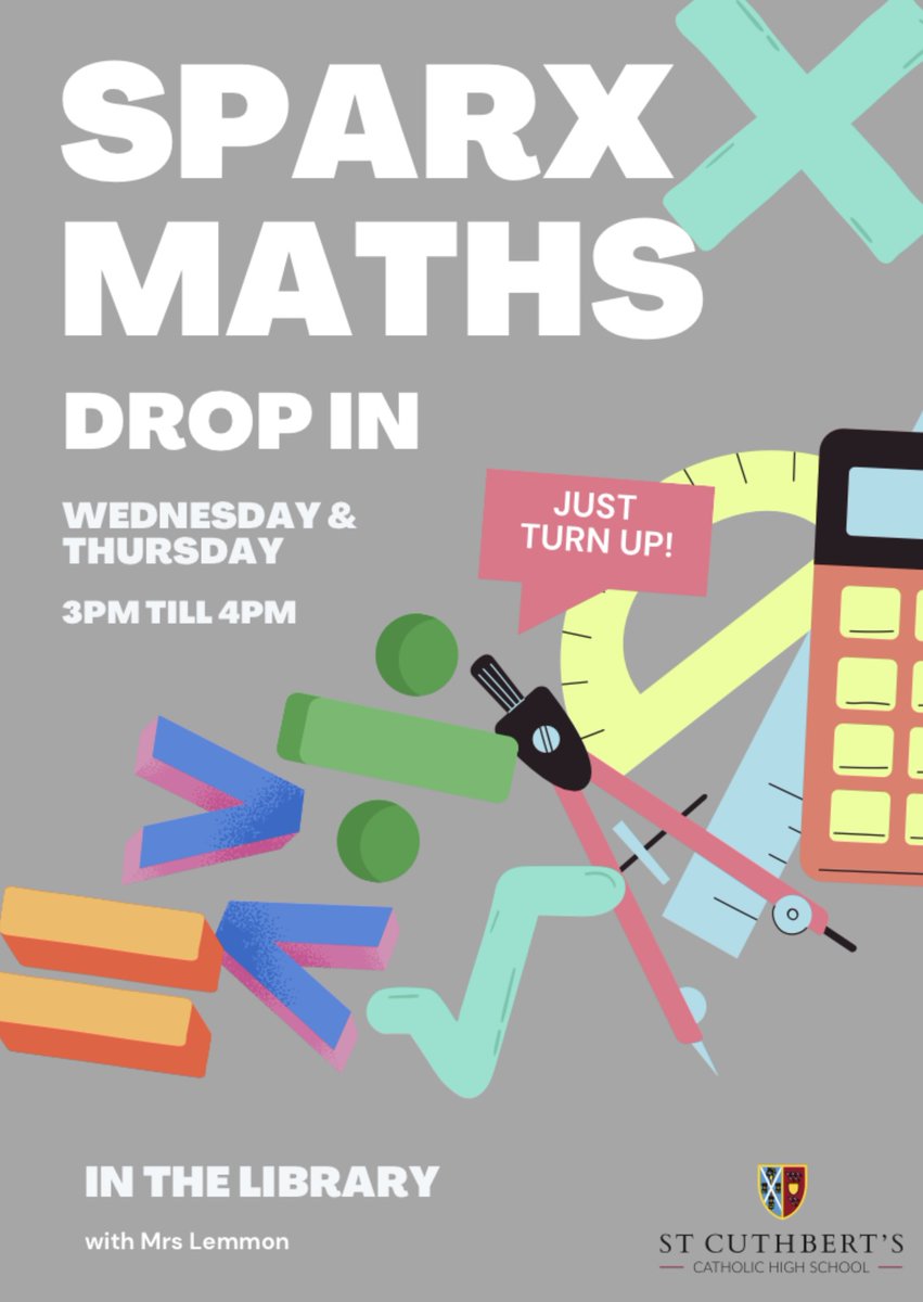 StCuthbertsMath's tweet photo. Don't forgot "Sparx Drop In" after school tomorrow to ensure your homework is complete for this week’s deadline! 🖥️💯 #StCuthbertsMathematics #StCuthbertsCommitment #StCuthbertsFormingGreatMen https://t.co/SHYNTdo6Vf