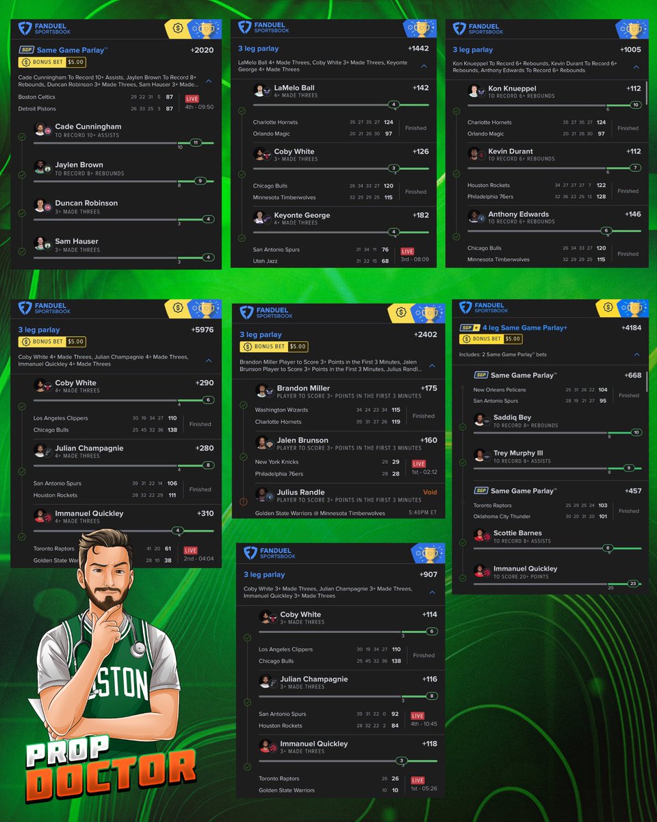 _PropDoctor's tweet image. Lottos from this week

Bad calls on some straight’s hindered the unit +/- this week but let’s continue this through this week!

I feel a banger on the horizon 💥

#GamblingX #NBA #NBABets