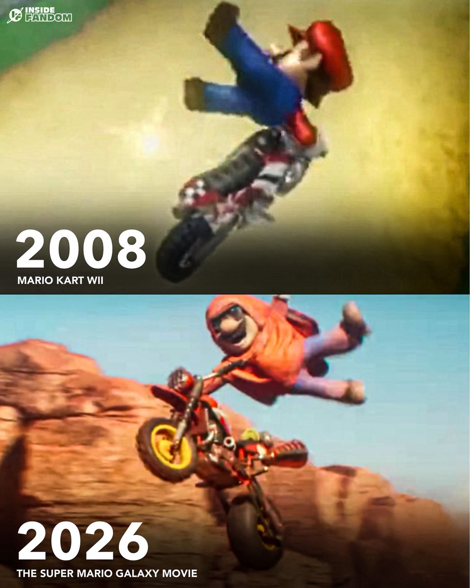 InsideFandom's tweet image. Mario pulling off Wii trick animations was NOT on my bingo card 🍄🏍️