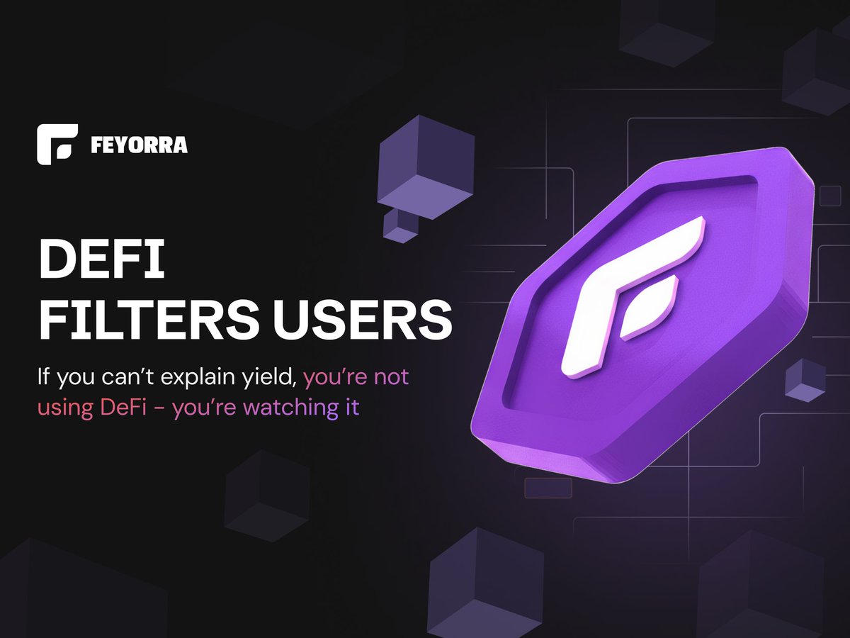 Most people say they’re “into DeFi”. 
Very few can explain how yield is generated. ⚙️

Feyorra isn’t built for buzzwords. 
It’s built for users who actually understand flows, incentives, and outcomes.