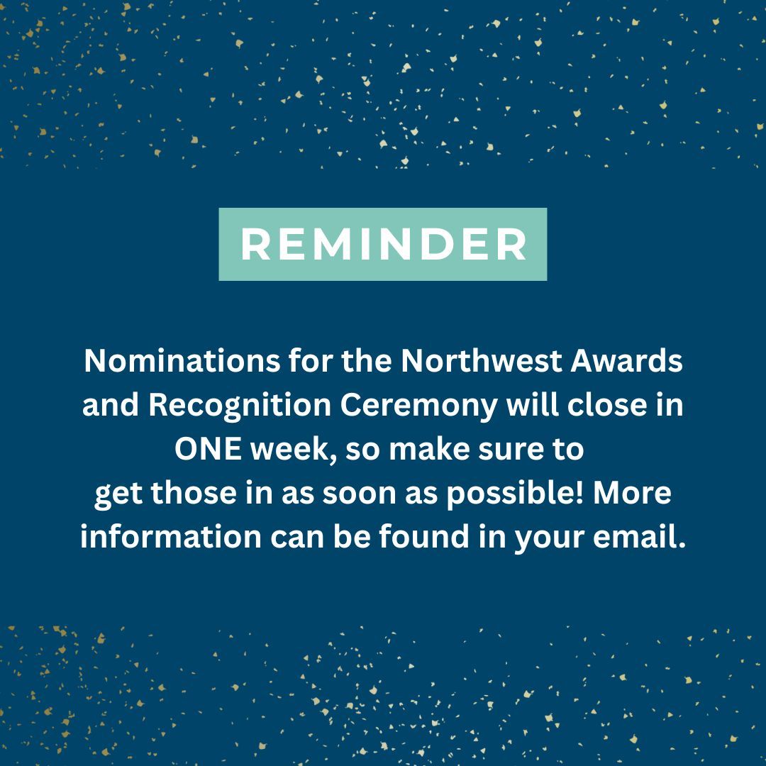 You have one more week to submit your nominations for the Northwest Awards and Recognition Ceremony! The event will take place March 30 at 3pm in the J.W. Jones Student Union Ballroom.