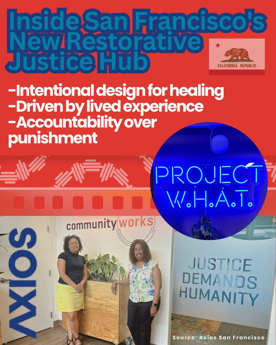 theSAWProject's tweet image. The San Francisco Restorative Justice Hub is a sanctuary designed for accountability over punishment. They're leading the way in redefining what justice can look like when we put people first. 

READ MORE HERE: buff.ly/mSsfi82 

#SoMa #CompassionateJustice #SAWProject