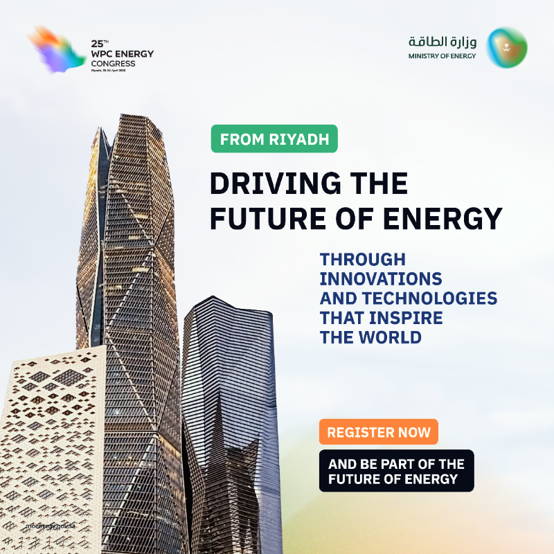 MoEnergy_Saudi's tweet photo. Join the 25th WPC Energy Congress to explore cutting-edge innovations and technologies in the energy sector.