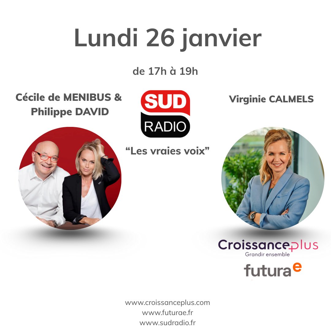On se retrouve sur ⁦<a href="/SudRadio/">Sud Radio</a>⁩ de 17h à 18h aujourd’hui lundi 26 janvier avec ⁦<a href="/cecile2menibus/">Cécile Hellouin de Ménibus ♕</a>⁩ ⁦<a href="/PhDavidMtb/">Philippe DAVID⭐⭐</a>⁩ et ⁦<a href="/BilgerPhilippe/">Philippe Bilger</a>⁩