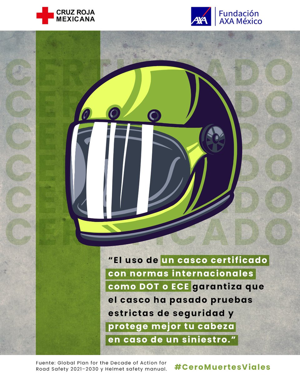 CruzRoja_Edomex's tweet photo. Al adquirir un casco, busca que
tenga certificaciones que garanticen tu protección ante un siniestro vial.
#ReaccionaXLaVida
#SoyResponsable https://t.co/ncbV5olDPf