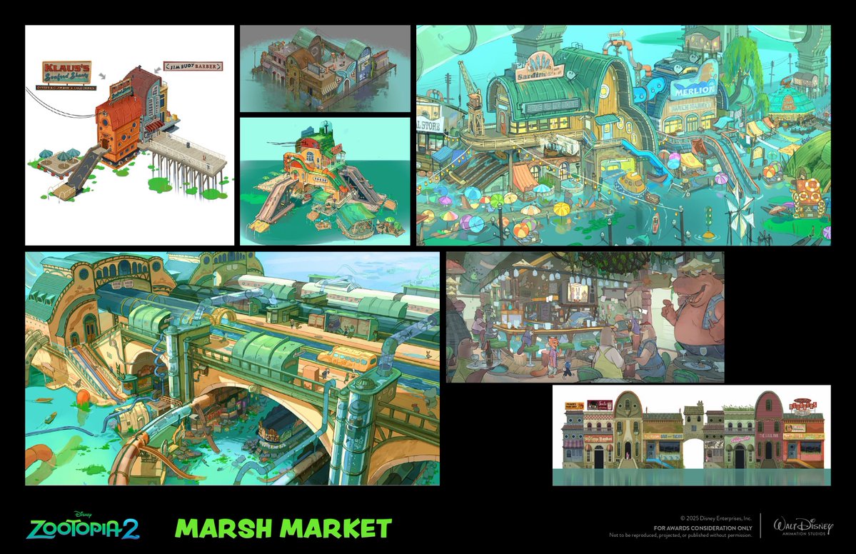 <주토피아2>의 시상식 심사용 컨셉아트들이 공식배포됐대요

assets.adg.org/media/submissi…

너무좋다..