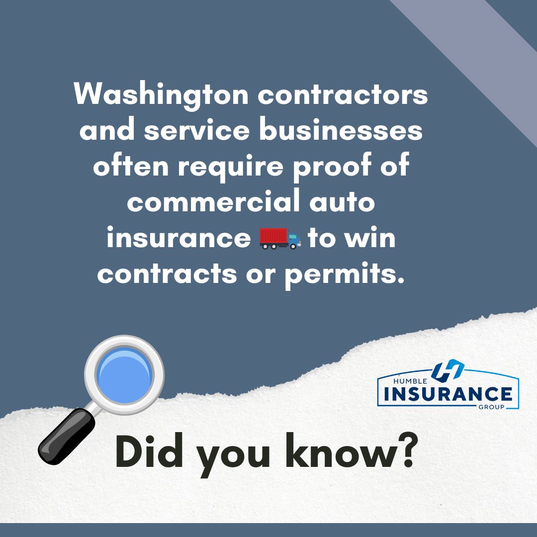HumbleDavenport's tweet image. Many contractors are required to show proof of commercial auto insurance before securing jobs or permits. Make sure your business is ready to bid with confidence.

#DidYouKnow #InsuranceFacts #HumbleInsuranceGroup #CommercialAutoInsurance #Washington #BusinessCoverage