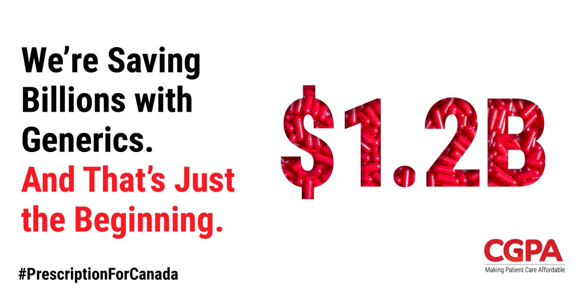 CdnGenerics's tweet photo. By supplying life-saving medicines for a small fraction of the original cost, generic pharmaceuticals make healthcare much more affordable for Canadians.

Using generic medicine has saved our healthcare system tens of billions of dollars over the past five years.

But the crazy thing is, that's just a drop in the bucket compared to what we COULD be saving.

If both the private and public sectors increased their use of generic pharmaceuticals by just 1%, the Canadian healthcare system would save an additional $1.2 billion each year.

That’s the power of generics: even small can lead to massive gains for patients, providers and the health outcomes of millions of Canadians.
