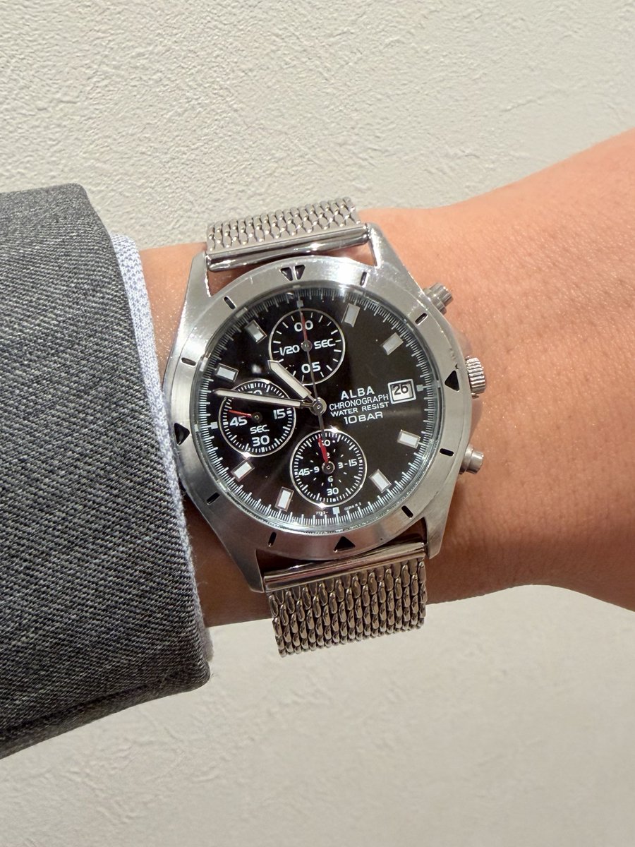 美品稼働中です☺︎SEIKO ALBA chronograph 10BARメンズ SEIKO #ALBA #Chronograph 今日はアルバ☺️ クオーツで小径×薄型の