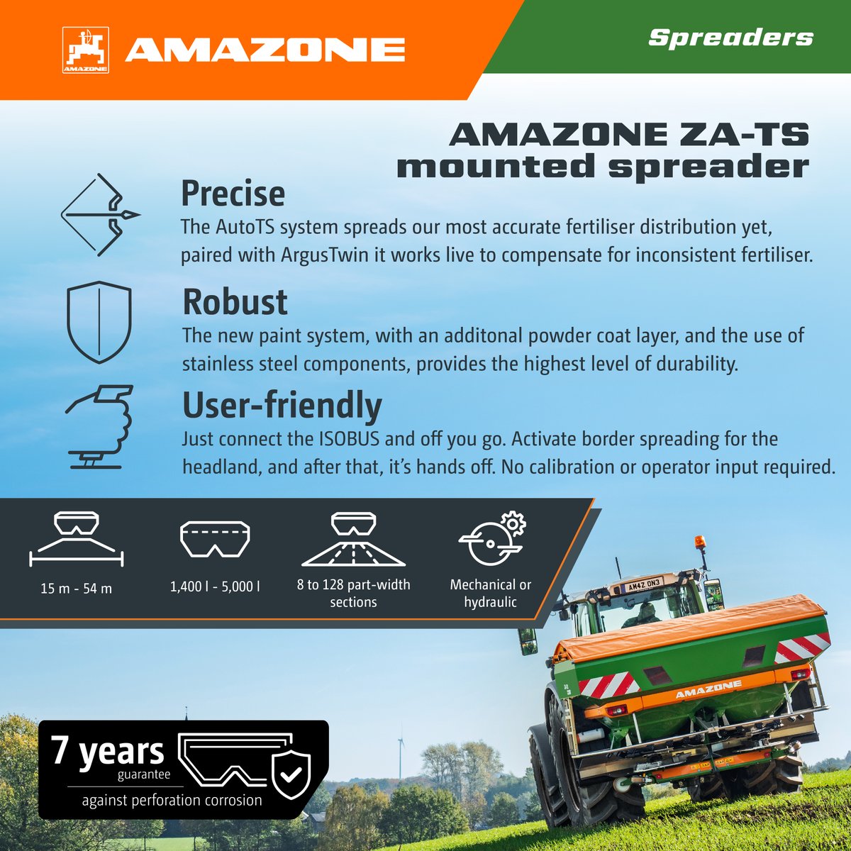 Sharmansagri's tweet image. 🚜 Amazone ZA-TS Mounted Spreader 💥
🎯 AutoTS &amp;amp; ArgusTwin for pinpoint fertiliser accuracy
🦾 Advanced paint, powder coat &amp;amp; stainless steel for durability
👍 ISOBUS ready – no calibration needed

👉sharmans-agri.co.uk/about-us/meet-…

#AmazoneZATS #PrecisionFarming #ISOBUS