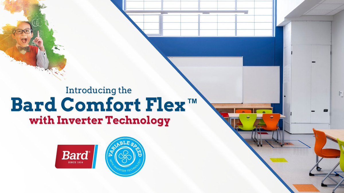 Designed to provide a new level of comfort for classrooms and gathering spaces with advanced dehumidification, sound dampening for ultra-quiet operation, and ventilation. Meet the Bard Comfort Flex: BardHVAC.com/Flex