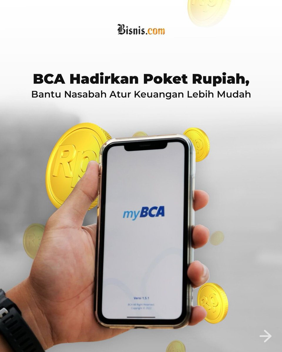 Bisniscom's tweet image. PT Bank Central Asia Tbk. (BCA) meluncurkan fitur barunya, Poket Rupiah, di aplikasi myBCA yang memungkinkan nasabah membagi dananya hingga 20 kantong yang berbeda. Fitur ini membuat nasabah bisa membagi-bagi saldo dalam… instagram.com/p/DT-fuOwgZSe/… #mybca #bca #kantong #rupiah