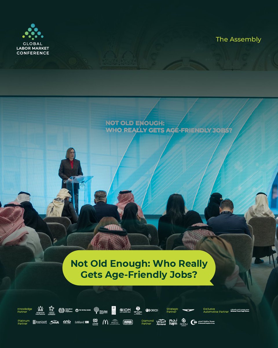 Global_LMC's tweet photo. At #GLMC2026, @InetaTare spotlights how roles intended for later-career workers are currently filled by youth and women, and examines how policy and workplace design can better connect older workers to opportunities that extend their working lives. #GLMC https://t.co/KNVIooJP5d