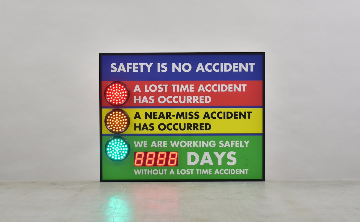 CousignLLC's tweet image. Check out this clean safety is no accident sign with 4" stoplights and 2.3" days without a lost time accident counter #cousign #safetyfirst #customsigns