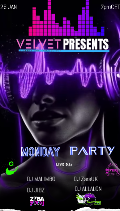 Monday is coming 

Monday is here 

and also Velvet Monday 

see you at 6:30PM when doors open 

<a href="/3dxchat/">3DXChat</a>  #3dxevent #3dxparty