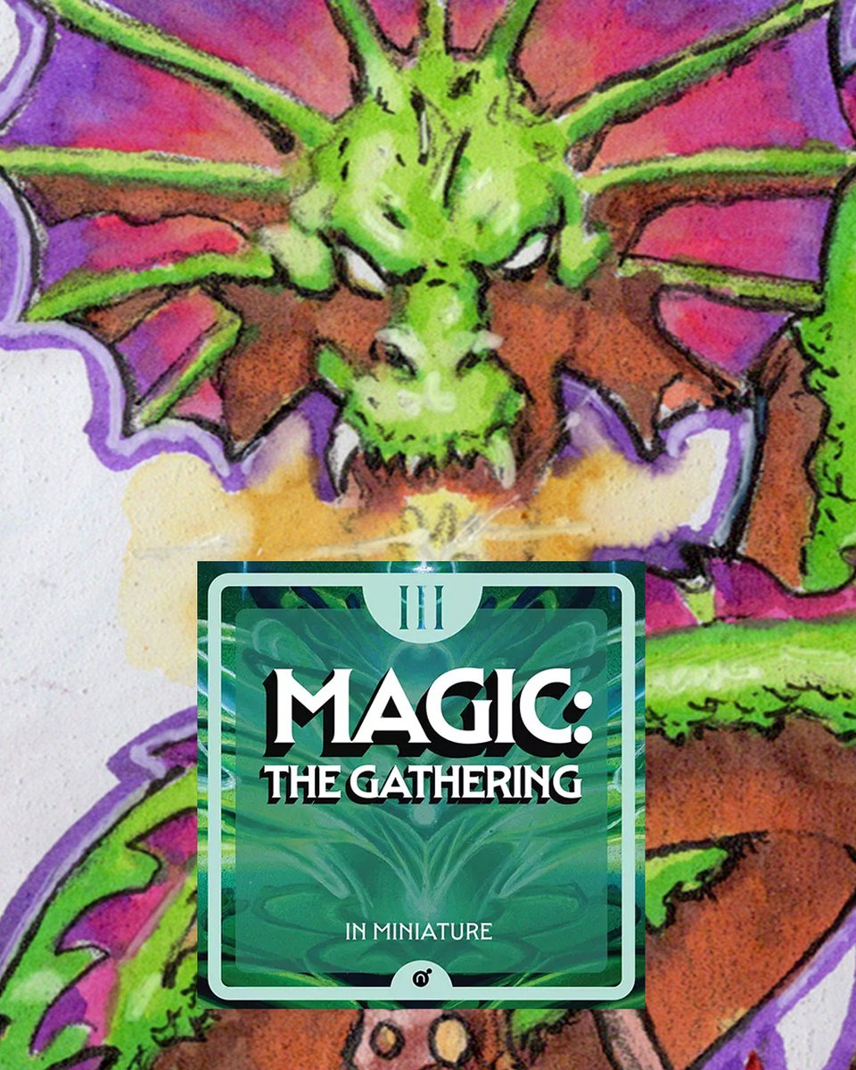 AaronJRiley's tweet photo. I have 3 pieces in the upcoming Gallery Nucleus show,  Magic: The Gathering in Miniature III  All 3 are based on the first D&amp;D covers that grabbed my attention as a kid. Can you guess what book each one is based on? Show starts this weekend. https://gallerynucleus(dotcom) https://t.co/fymUthtyFX