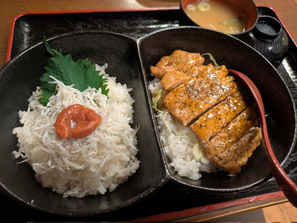 まるよ 何千回も店の前を通ってるけど初めて入ってみた 選べる二色丼（サラダ付）