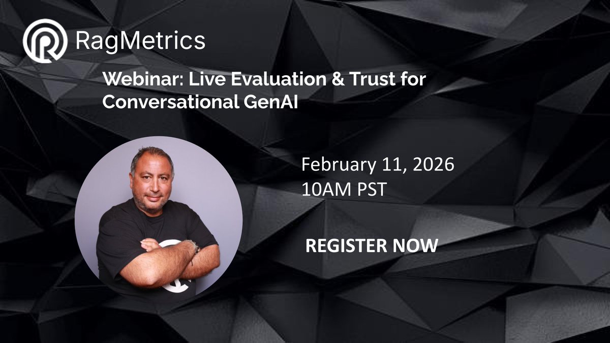 RagMetrics's tweet photo. On February 11th, our CEO and founder, Olivier Cohen, will highlight why we built Live AI Evaluation at RagMetrics.

Understand best practices when evaluating AI agents in production, with real-time detection of:
 
Click here: https://t.co/hB64ziA4Oc https://t.co/INeKgf6z9J