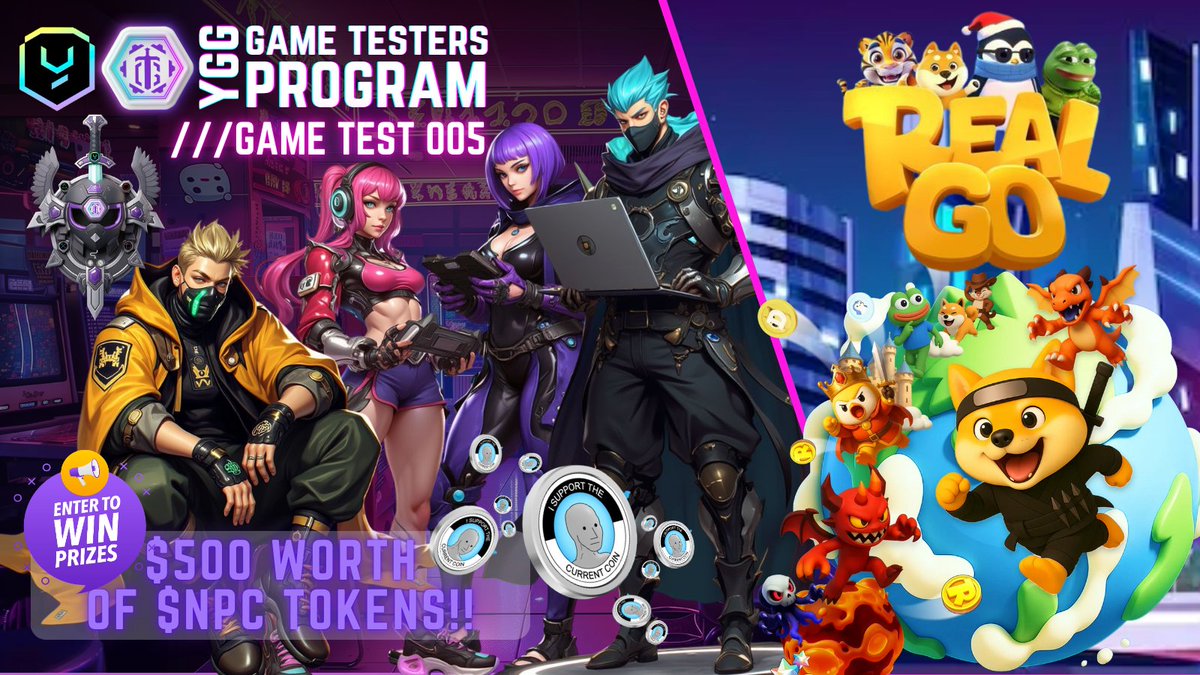 Game Testers! Unlock meme adventures with our GameTest 005 <a href="/RealGoOfficial/">RealGo</a> 🪙 

Explore the SPECIAL RealGo GT Dungeons &amp; take a chance to win $NPC Tokens!! 
community.yieldguild.io/modules/4399

Let us know in the comments, which meme coin featured in RealGo is your favorite? Post it along