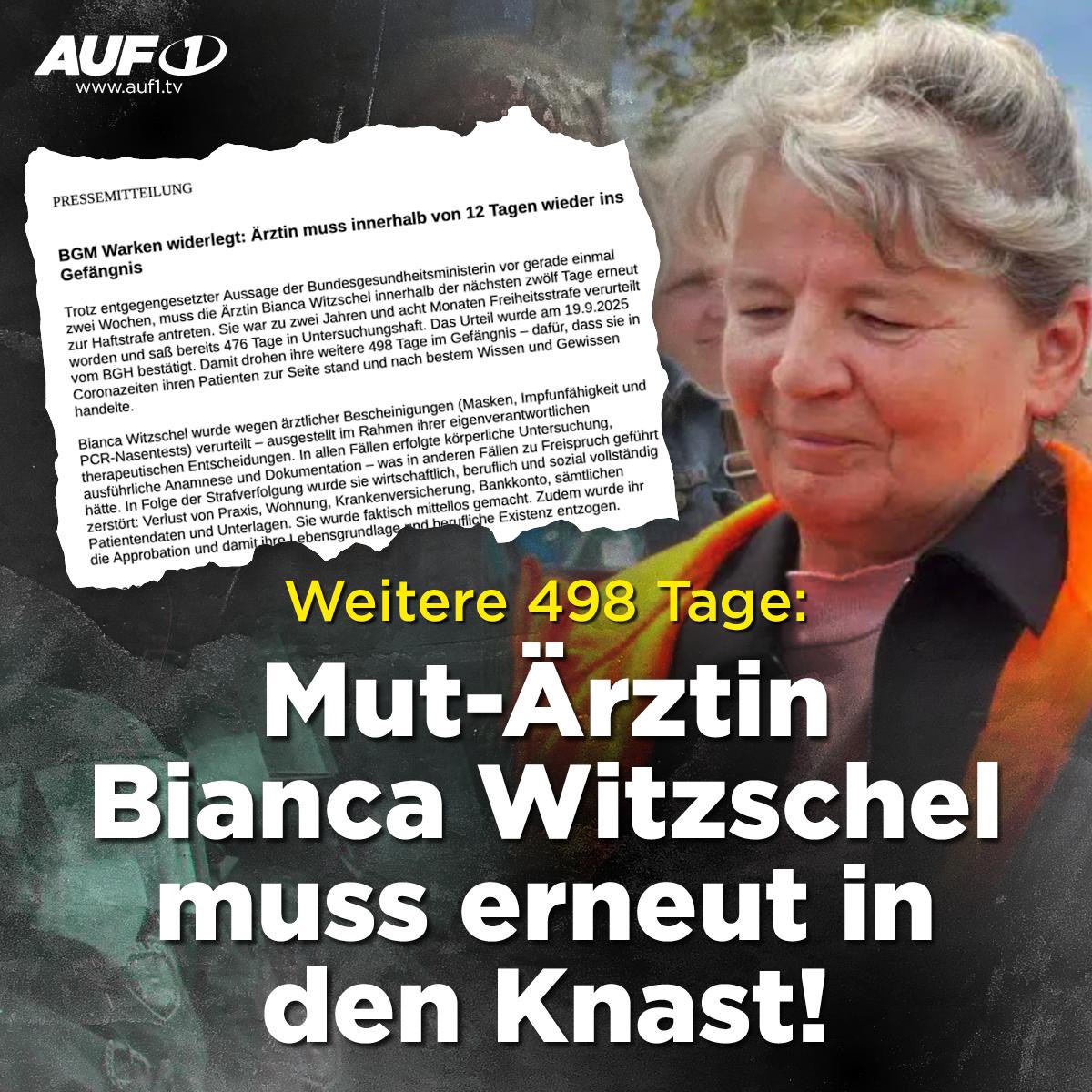 ⚠️Das Corona-Regime steckt Mut-Ärztin Bianca Witzschel erneut in den Knast!

Die brutale Verfolgung und die Rache des Systems an den Mut-Ärzten aus der Corona-Zwangsmaßnahmen-Zeit gehen unvermindert weiter. Neben dem Mut-Arzt Heinrich Habig, der bereits erneut im Corona-Kerker