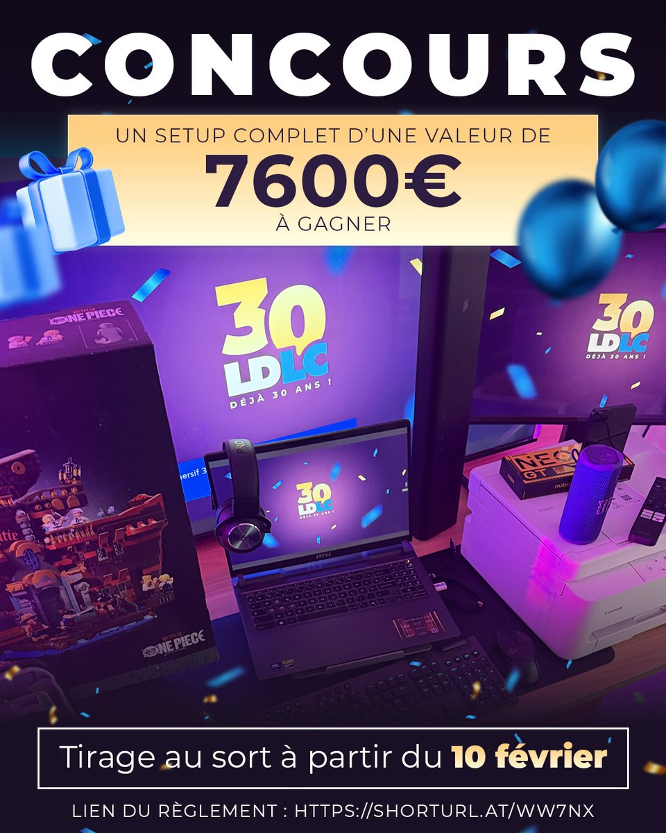 LDLC's tweet image. 🎁 CONCOURS 🎁Un setup à 7 600€ à gagner ! #30ansLDLC 

Pour participer :
▪ FOLLOW @LDLC
 ▪ RT CE TWEET

💻 La config en détails👉 urlr.me/PEfbys

📢 Joue aussi sur Instagram, Facebook et dans tous nos magasins pour multiplier tes chances.

Bonne chance ! 🍀
🥳TAS le…