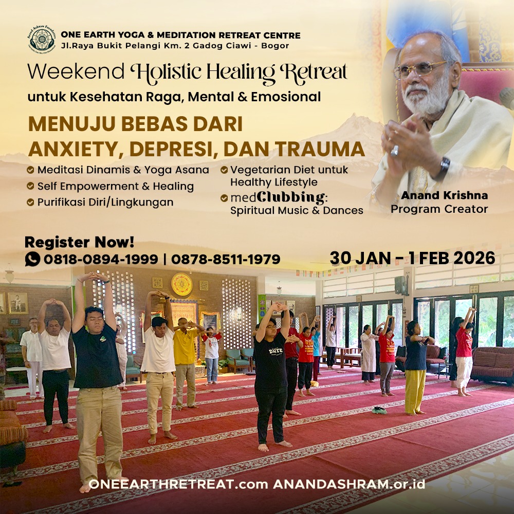 Bebaskan diri dari #Anxiety #Depresi #Trauma

✅ 35+ th Pengalaman 
✅️ 5 jt+ Partisipan   
✅️ Berdasar #Pengalaman #AnandKrishna sembuh #KankerDarah #Leukimia 

Info bit.ly/3Qsmb1J 

#SehatHolistik #YogaBogor #SehatMental #MeditasiBogor #RetreatBogor