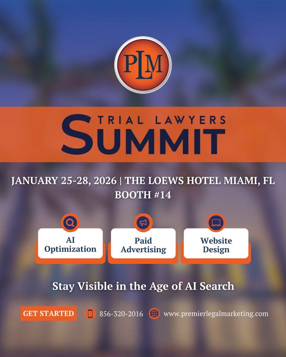 Attending NTL? We’d love to meet you! Stop by booth 14 to learn how strategic digital marketing can help your firm attract higher-quality clients and elevate your firm’s visibility in a competitive market.

#PremierLegalMarketing #AI #NTLMiami #LegalMarketing