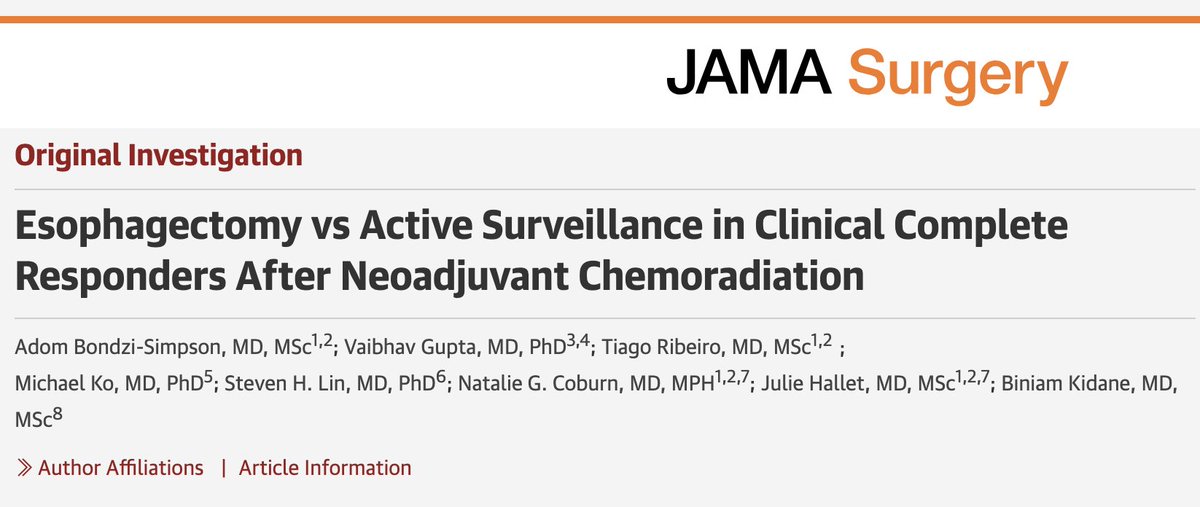 Bondzi23's tweet photo. 🆕 @JAMASurgery 

📢 Is active surveillance ready for prime time? SANO demonstrated noninferior 2-year survival but what about long-term?

Using Markov decision analysis we examined long-term outcomes.

🚨At 5 years: esophagectomy was favoured for both QALYs &amp; survival #Oncology https://t.co/QIQDbBKWnr