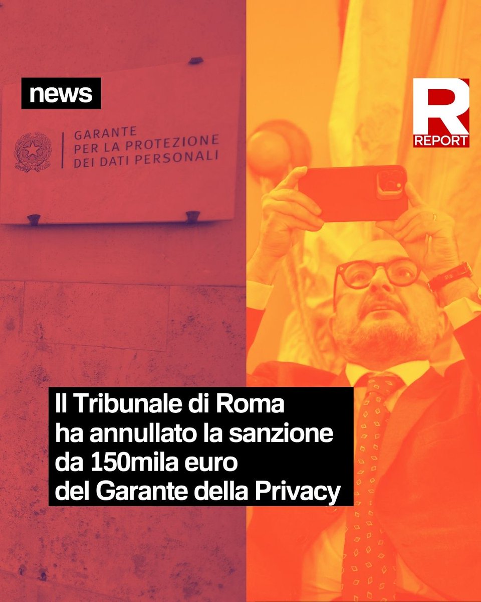 Il Tribunale di Roma ha annullato la sanzione da 150mila euro che il Garante della Privacy aveva comminato alla Rai per la diffusione dell'audio tra l'ex ministro Sangiuliano e la moglie da parte di Report. 
Secondo il Tribunale di Roma era legittimo e di interesse pubblico