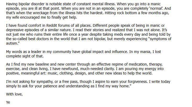 ComplexMusic's tweet image. Ye (fka Kanye West) has issued a formal apology in The Wall Street Journal 

“I am not a Nazi or an antisemite. I love Jewish people”