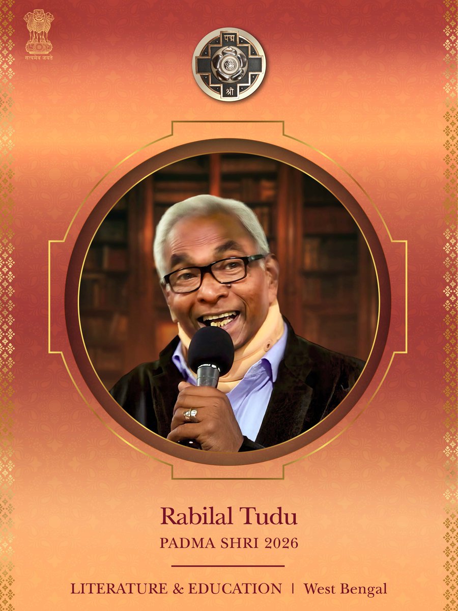 AkashvaniAIR's tweet photo. #PadmaAwards2026 – Padma Shri

🔷 Rabilal Tudu – West Bengal: Literature & Education
🔷 Raghupat Singh (Posthumous) – Uttar Pradesh: Agriculture
🔷 Raghuveer Tukaram Khedkar – Maharashtra: Art
🔷 Rajastapathi Kaliappa Goundar – Tamil Nadu: Art

#PeoplesPadma
#PadmaAwards
#PadmaAwardsOnAIR

@PadmaAwards @HMOIndia @MIB_India @airnewsalerts