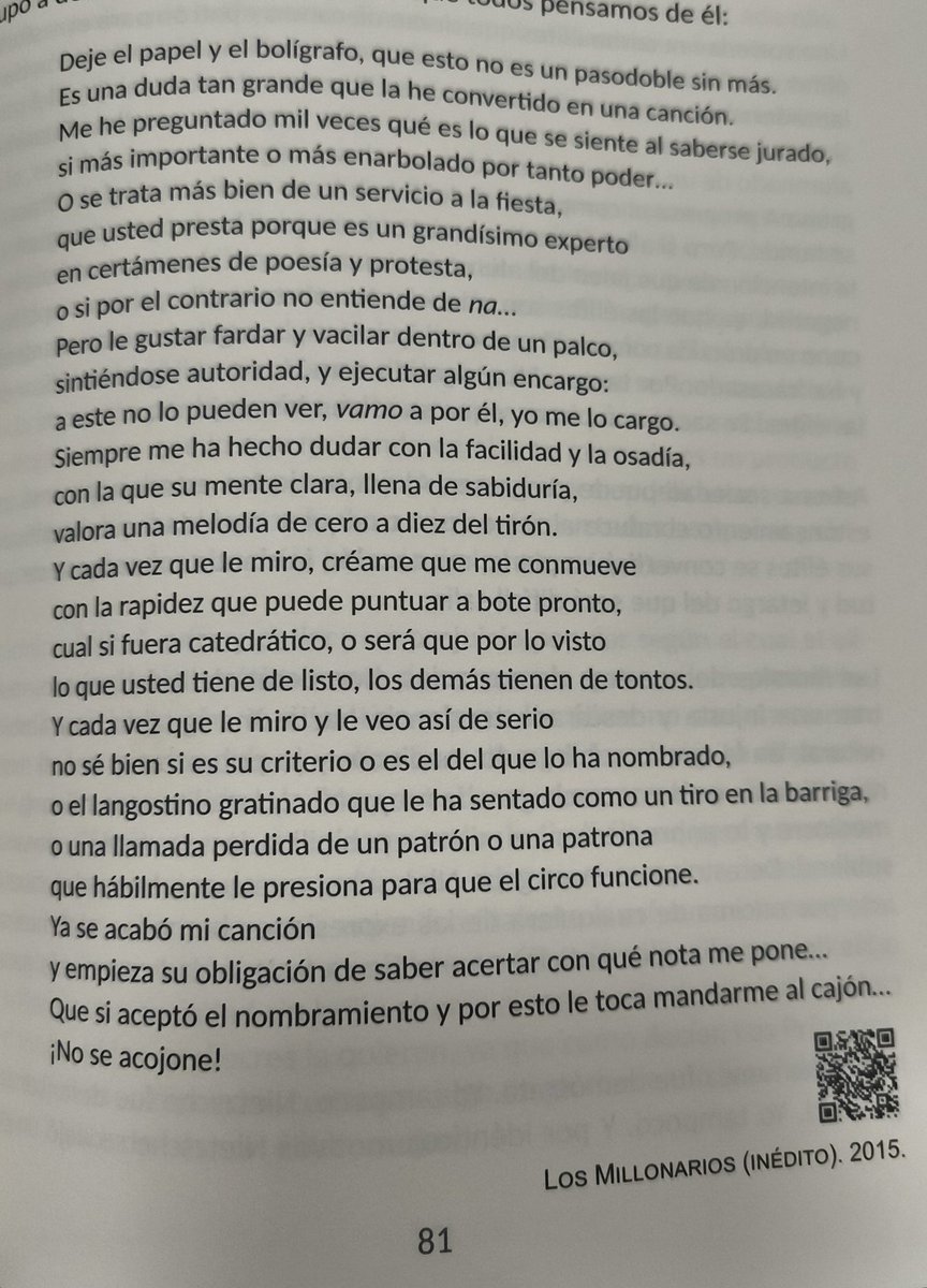 Ahora que estamos hablando del jurado y de que la van a liar, no te olvides de este pasodoble de Juan Carlos que no llegó a cantar. Ritmo de los millonarios. Ni siquiera fue ensayado por miedo del grupo #COAC2026P15