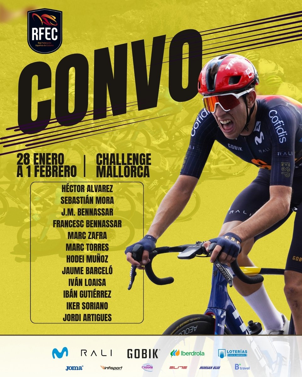 #ChallengeMallorca | Máxima ilusión en el #TeamESPciclismo 🇪🇸 ante la disputa de la <a href="/ChallengeMca/">ChallengeMallorca</a> 🏆

👉 Representarán a la Selección Española ciclistas del combinado nacional de Pista y del equipo nacional sub23 de carretera

Toda la info 🔗 shorturl.at/N62Fk