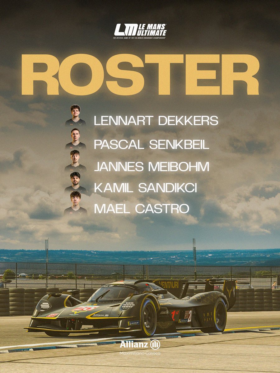 VentauriVNT's tweet image. 🏁 | Le Mans Ultimate Pro Roster 

🇩🇪 | @LennartDekkers7  
🇩🇪 | @VNT_Passi 
🇩🇪 | @Tschannes0 
🇩🇪 | @BomboLombo177 
🇨🇭 | @notvoidlxss 

Shaped by strong relationships and a shared passion for endurance racing.

Looking forward to the long road ahead 🔜

#Ventauri | #LMU 💛
