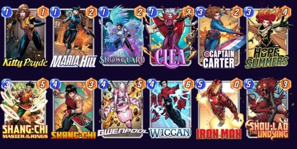 ZodrexSnap's tweet image. New Shang tomorrow!
I don't think it is coming into a meta where it will shake things up.  Maybe I'm wrong? I advise to wait before rushing to buy it.
Nevertheless, I love Wiccan and will try it in the below. 
The ring is a guaranteed 2 drop, and we want cards that love buffs!