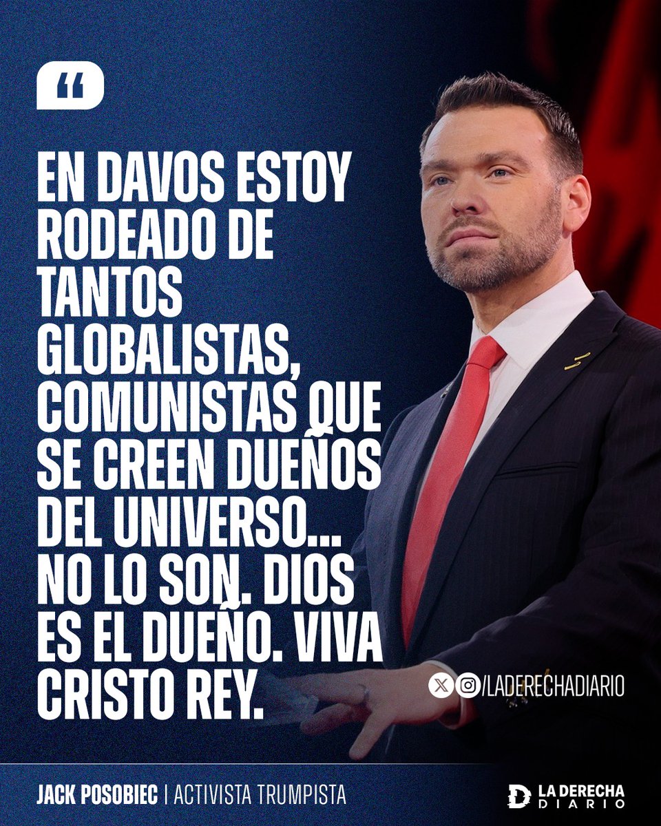🚨🇺🇸🇨🇭✝️ | "En Davos estoy rodeado de tantos globalistas, comunistas que se creen dueños del universo... No lo son, Dios es el dueño. Viva Cristo Rey": Jack Posobiec destruyó a los líderes y magnates globalistas del Foro de Davos.