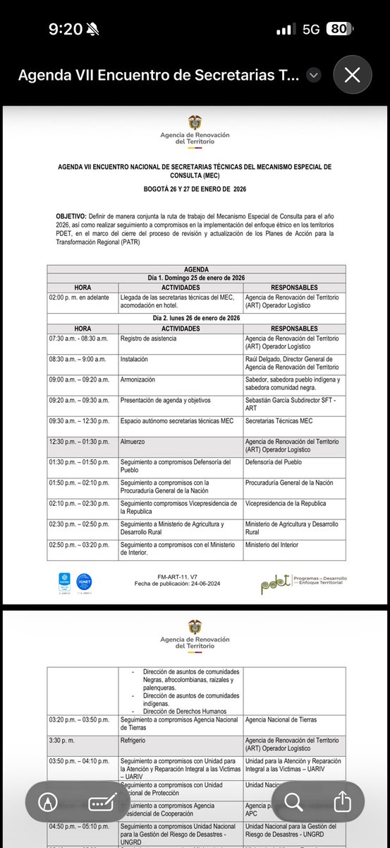 Mesa Nal de coordinacion MEC-PDET tweet media