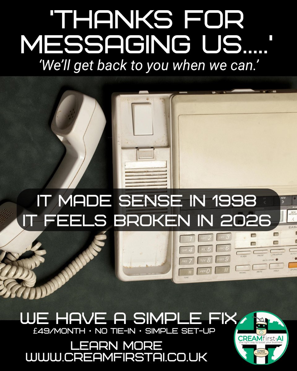 creamfirstai's tweet photo. Imagine Amazon replying:
“Thanks for your message. This inbox isn’t monitored.”

That’s how a lot of businesses run DMs.
We have a simple solutions

#plymouth #exeter #devon #devonbusiness #CustomerService https://t.co/ByBnCofrf5