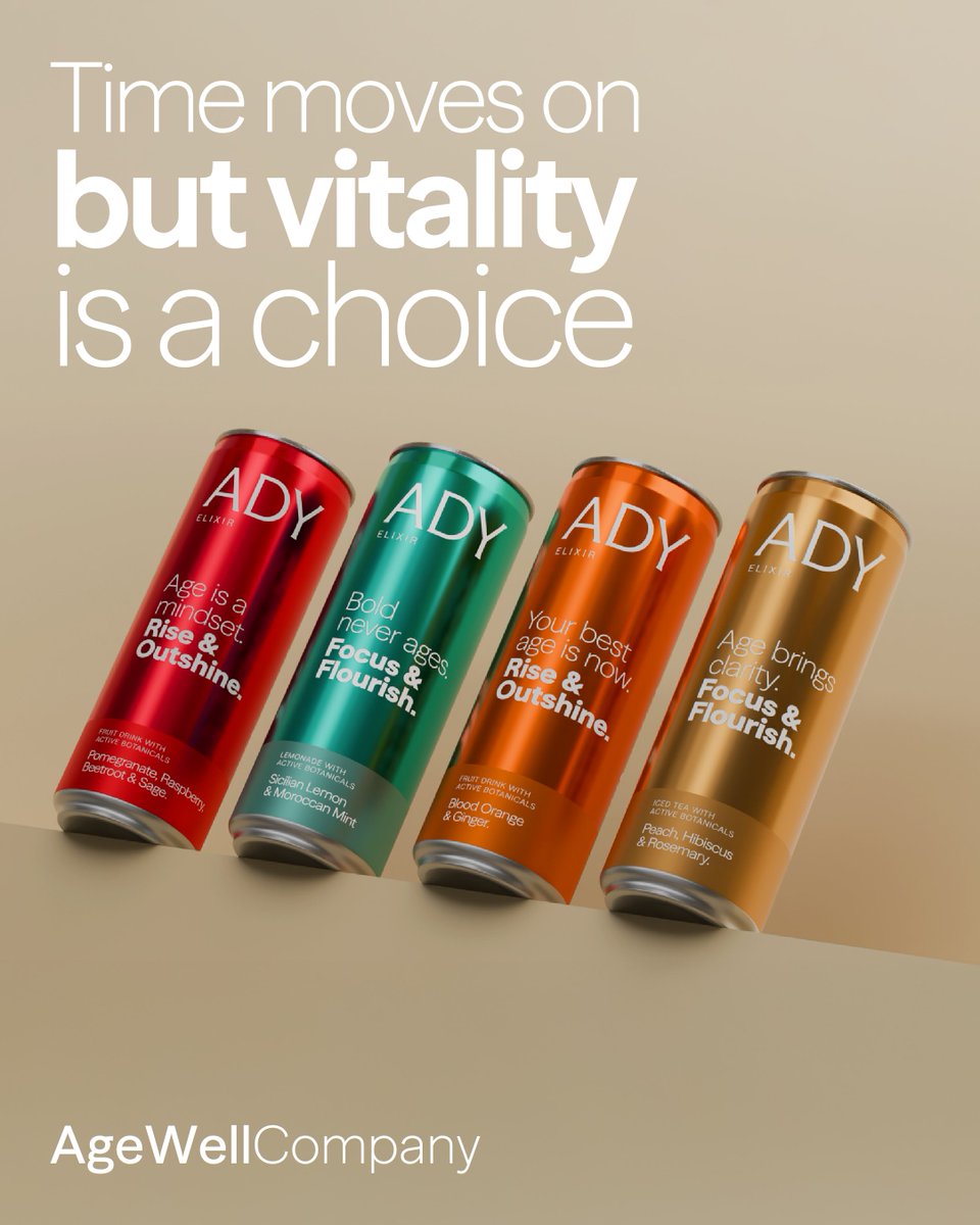 agewellco's tweet photo. At AgeWell Company, we believe ageing is a natural path, but how we live within it is a space of choice.

Today, the quality of experience over time has become a new focus of innovation — and we deliver it in a simple, engaging way.

With ADY Elixir, we accompany you with daily tools that support mental energy and alignment, reinforcing that age is a state of mind before it is a number.

Because the best stage of life isn’t the next one — it’s the one you live with full presence right now.

#SaudiMarket
#BeverageIndusry
#FunctionalDrinks
#DailyHabits
#Agewell