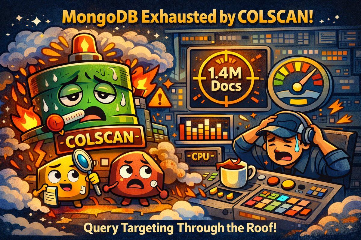 ptuladhar3's tweet photo. Recently debugged an interesting deployment issue on Kubernetes caused by high MongoDB query targeting on a collection with over a million documents.

💡What is Query targeting? QT measures how many documents MongoDB must scan to return the results, and high query targeting is unnecessary work MongoDB is doing to answer a query. 

🐛 How it started: 
- ETL container failed to come up due to MongoDB connection timeout
- Readiness probe failed resulting in constant Crashloop
- ETL container had MongoDB logs on debug mode, so lots of noise in the logs

❌ What actually went wrong:
- Hangfire-based background job running massive COLSCAN operations
- Queries were hitting a large percentage of documents, triggering extremely high Query Targeting
- Each scan took 4–5 minutes per query
- M30 general-purpose cluster broke down, exhausting CPU and disk IOPS

#DevOps #SRE #Kubernetes #MongoDB #Debugging